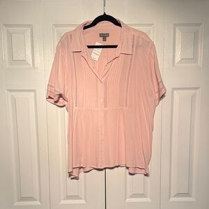 Style & Co. Pale Pink Short-Sleeve Button-Down Shirt